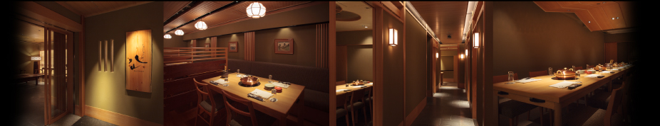 しゃぶしゃぶ・すし　八山 An internationally 'Japanese Modern' restaurant enclosing a Sukiya style corridor